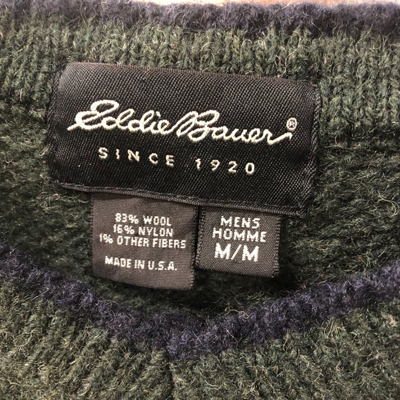 Eddie Bauer sweater size med green with a beige and blue stripe - Picture 3 of 6